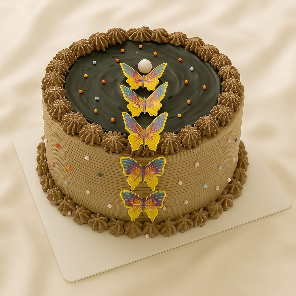 Golden Cocoa Butterfly Celebration Cake