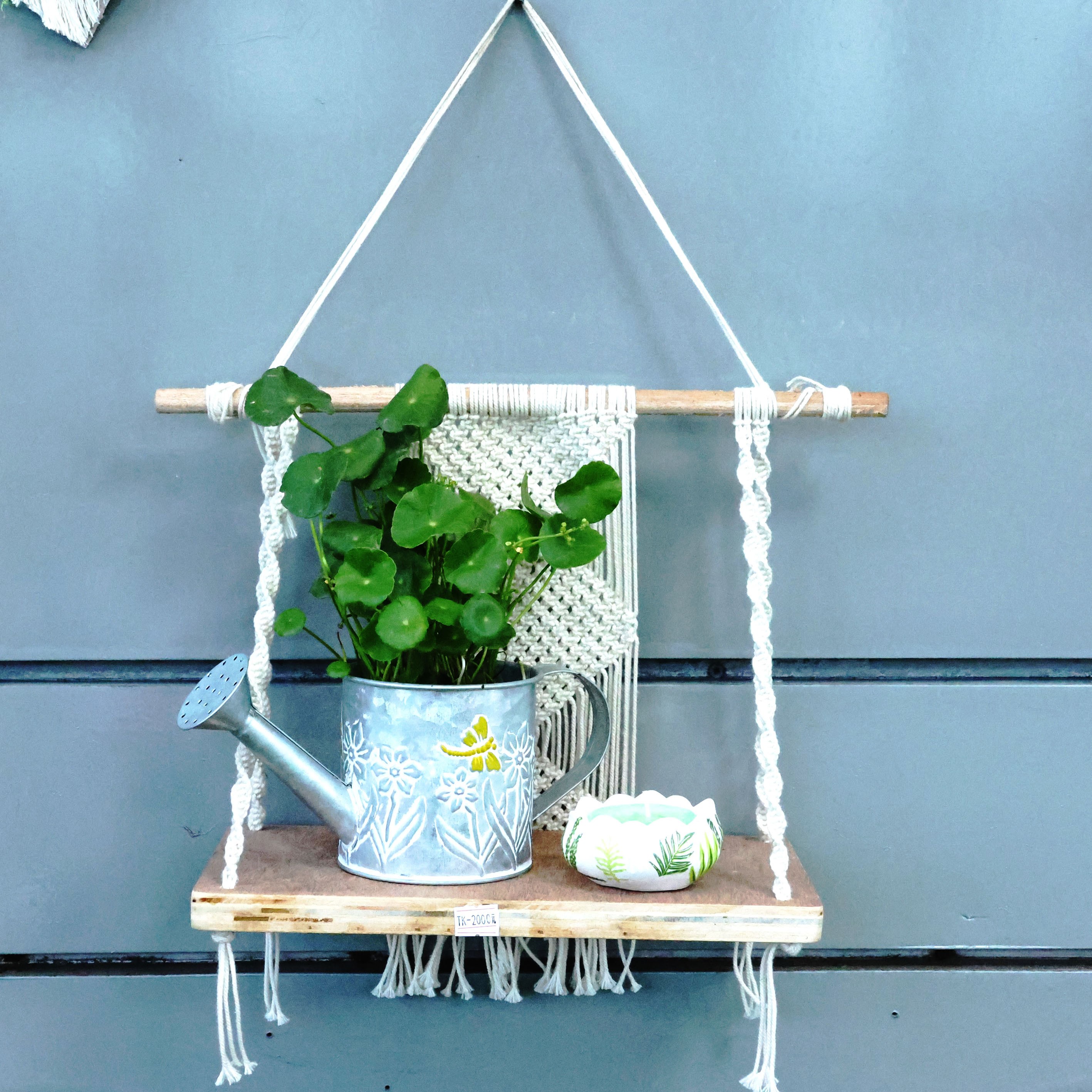 Boho macramé wall hanging shelf