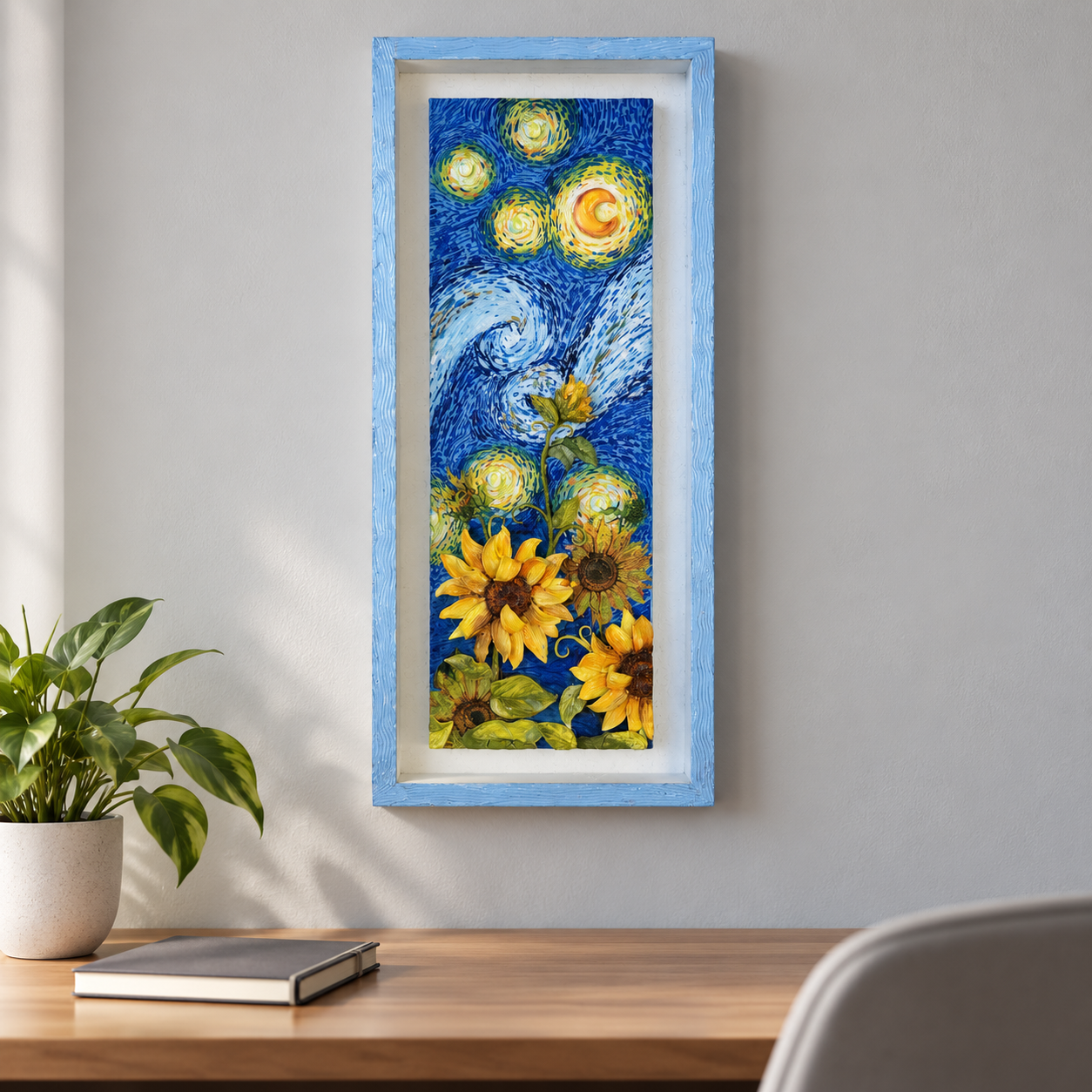 Starry Sunflowers 3D Framed Wall Art